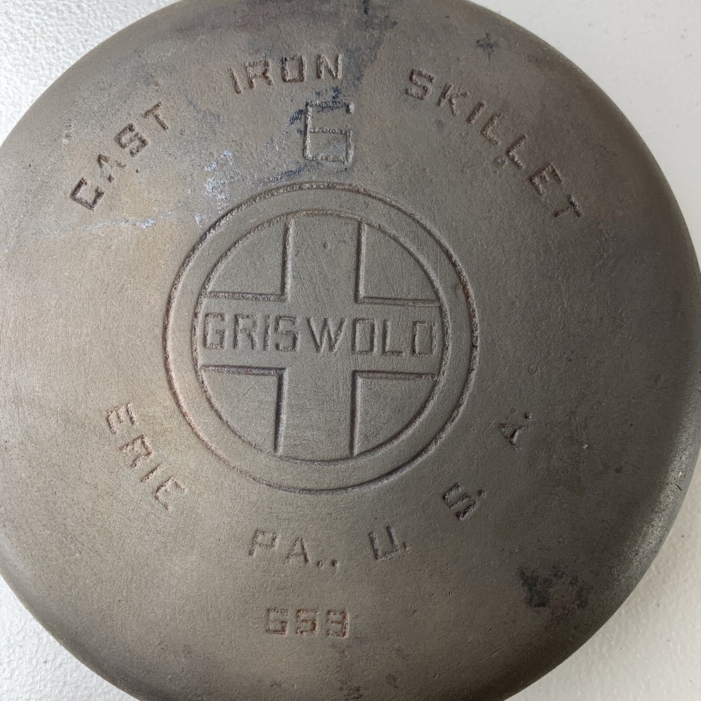 Vintage Griswold No 6 Cast Iron Skillet Erie PA USA 699 9" Across The Top rare